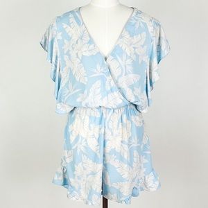 H and M light blue/cream floral print romper